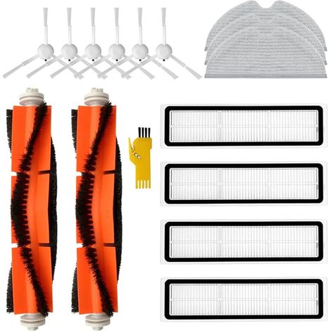 FOREHILL Kit Accessoires de Remplacement pour Robot Aspirateur Dreame D9 Dreame D9 Max Dreame L10 Pro 15 Packs 2 Brosses Principales, 4 Filtres, 6 Brosses Latrales, 3 Chiffons de Balayage (1/5)