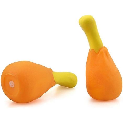 Jouet à mâcher pour chiot, en plastique souple, en forme de cuisse de poulet, avec couineur.