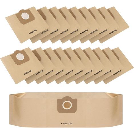 Pack of 20 Vacuum Cleaner Bags for WD3 6.959-130.0, WD3 Bag, for WD3 6.959-130.0/WD3P/MV3/A2204/A2204/A2534/SE 4001/SE 4002, Reusable Dust Bag (1/5)