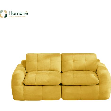 Canapé modulable en chenille jaune avec accoudoirs 194 x 97 x 68 cm HOMAIRE (1/5)