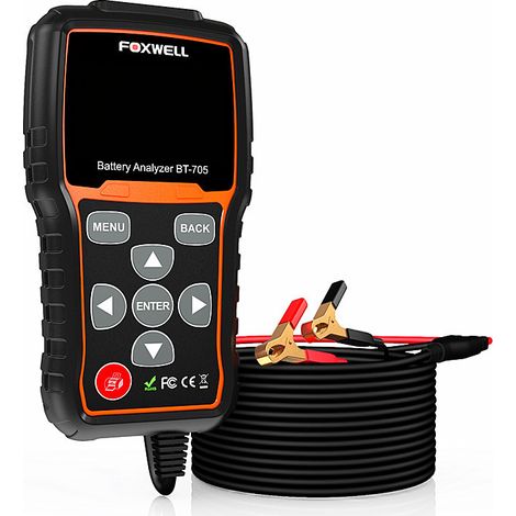 Analyseur de batterie automobile FOXWELL BT705 12V/24V testeur de cellule accus voiture utilitaire camion, diagnostic CCA tension résistance interne démarrage charge décharge multilingue coffret rigid (1/5)