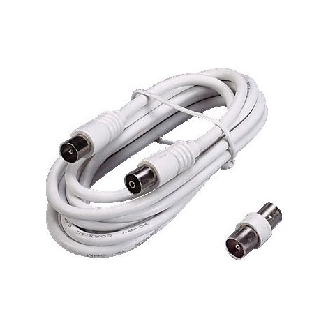 Extensión de TV de 5 m con adaptador coaxial M/F – Universal