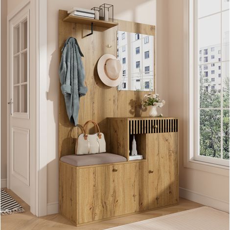 Set mobili ingresso con specchio e scarpiera MDF OKMYHOME (1/5)