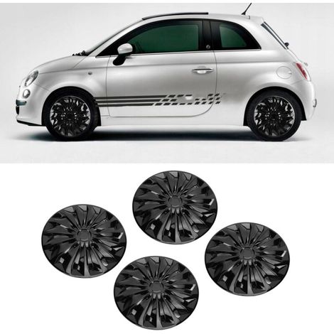 Set mit 4 aufsteckbaren 14-Zoll-Radkappen, elegantes Design, universell für R14-Reifen, schwarz (1/5)