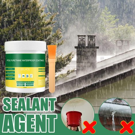 Revêtement de sol adhésif transparent et résistant à l'eau, enduit mural extérieur étanche pour salles de bains et toilettes, revêtement pour murs en briques résistant à l'eau - 300 g + pinceau (1/5)