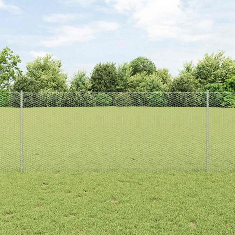 Zaun mit Pfosten Silber 1 x 25 m Stahl