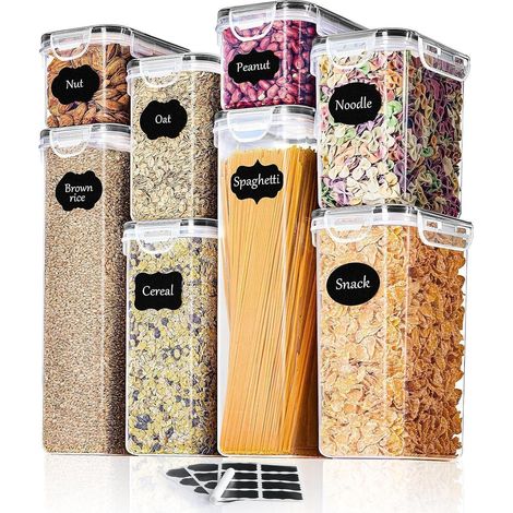 Vorratsdosen Set 8 Stück luftdicht BPA-frei mit Etiketten für Küche (1/5)