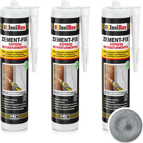 IsolBau Zement-Fix Betongrauer Reparatur- und Versiegelungsmörtel 3 x 300 ml (1/5)