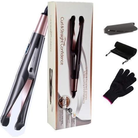(Schwarz) 2-in-1 Haarglätter und Lockenstab - I NEED YOU - Einstellbare Temperatur - Geeignet für alle Haartypen