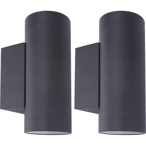 2pcs Outdoor/Indoor Wall Light, GU10 Aluminium Up/Down Outdoor Lighting, IP65 Waterproof Wall Lamp for Garden Hallway Entry Balconies, Bulb Not Included, Anthracite (1/5)