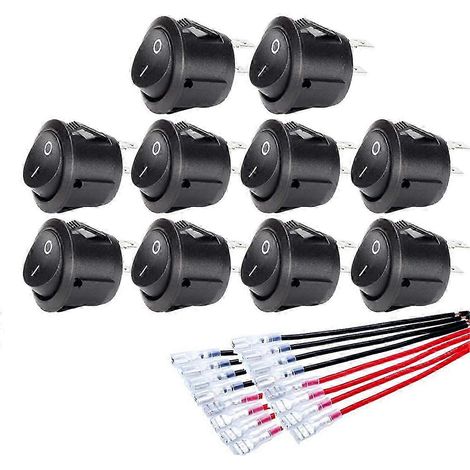 Lot de 10 interrupteurs à bascule ronds ON/OFF MINI, édition bouton SPST 2 broches 527 (1/5)