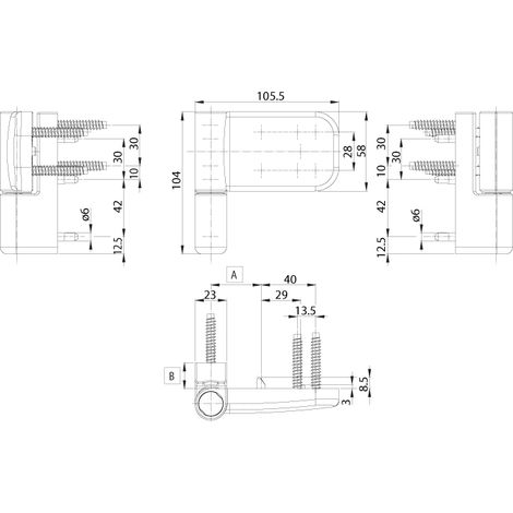 Kintech – Paumelle PVC 105 NN – Finition blanche RAL9016 – Recouvrement 17,5-20 mm – Pour portes jusqu'à 120 kg (1/2)