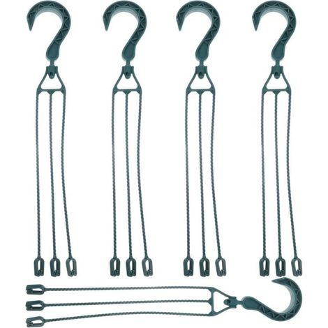 5-Pack Plastic Flower Pot Chains, 360° Rotatable Hanging Basket Hooks, Flower Pot Holder (Green) (1/4)