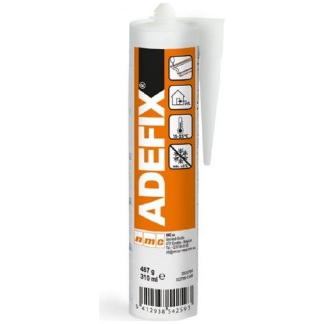 Montagekleber für Stuckprofile NMC ADEFIX Noel Marquet wasserbasierter Acrylkleber für Innenmontage und Stoßstellen mit Spachteleigenschaft weiß 310 ml (1/4)