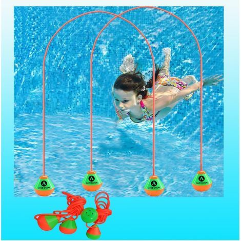Lot de 2 bouées de 2,5 m pour enfants de 5 à 9 ans : jouets de plongée, accessoires de piscine, amusement, fête à la piscine, cadeau. (1/5)