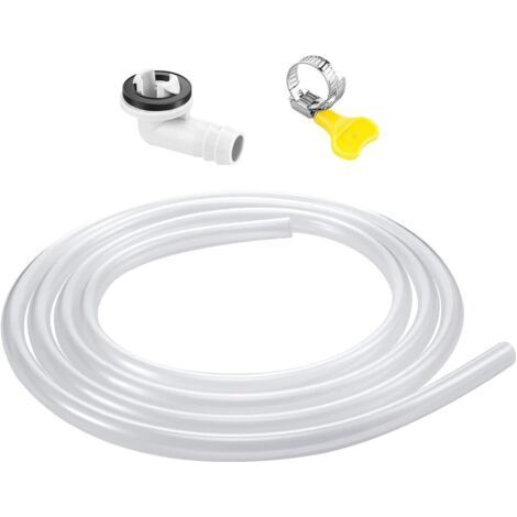 Tuyau d'évacuation de 1,8 m avec raccord et collier de serrage, tuyau d'évacuation étanche pour climatiseur, kit pour climatiseur portable, tuyau flexible durable avec conception anti fuite, (1/5)