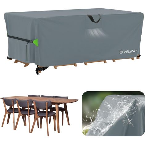 Velway Housse Protection Meubles Jardin 180x120x74cm - Tissu Oxford Imperméable Anti-UV - Gris (1/5)