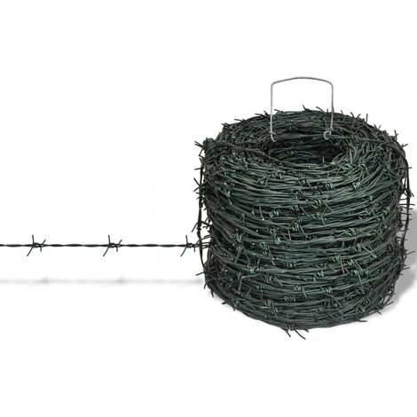 Vidaxl – Fil de fer barbelé d'enchevêtrement vert 100 m – Fer enduit de poudre durable – Résistant aux intempéries – Pour sécurité jardin
