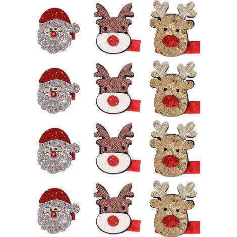Pin Pour Cheveux De Noël - Motif Renne Père Noël Arbre De Noël - Accessoire Festif Pour Adultes Et Enfants - Lot De 12 Pièces (1/5)