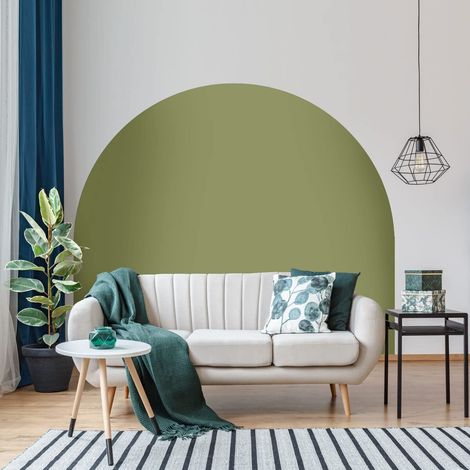 Autocollant Lit Tête de Lit Arche Stickers Muraux Papier Peint Demi Cercle pour Décoration Salon et Chambre L115 x H115 cm Vert Olive (1/5)