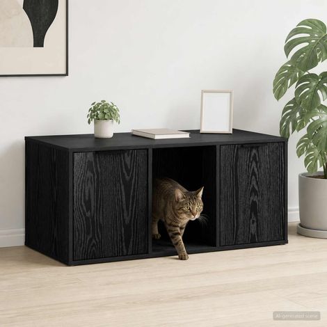 vidaXL Mobile per gatti Rovere Nero 100 x 49 x 45 cm