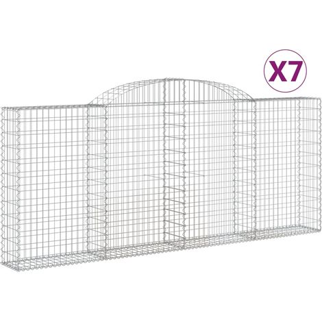 Paniers à gabions arqués 7 pcs  Mur en gabion 300x30x120/140 cm fer galvanisé