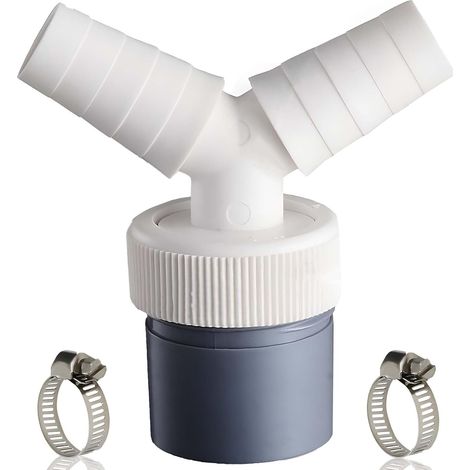 Adaptateur de tuyau en Y à double joint pour lave-linge et lave-vaisselle, répartiteur de tuyau de vidange universel de 40 mm, connecteur à trois voies étanche avec tuyau. (1/5)