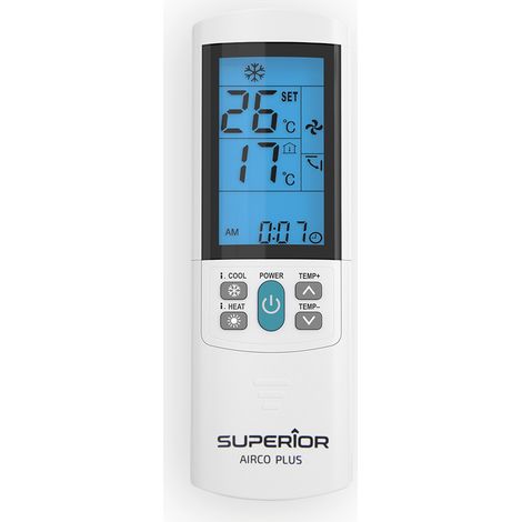 Télécommande universelle pour climatiseurs – Écran LCD rétroéclairé – Compatible 4000 codes – Programmation intelligente été/hiver – Superior