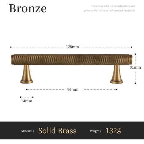 Poignées de placard Santaya en laiton massif antique, motif moleté en croix, couleur bronze, entraxe 320 mm, longueur 320 mm. (Entraxe : 96 mm) (1/5)