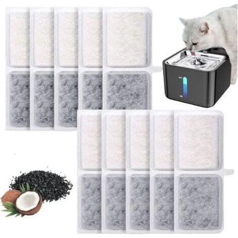 Lot de 10 Filtres à Charbon Actif et Résine Déminéralisante pour Fontaine à Eau Chat – Recharges Faciles, Compatibles avec Distributeurs Automatiques (1/5)