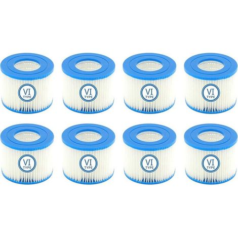 Filtre Spa VI Cartouches filtrantes de Rechange pour Piscine for Bestway Flowclear pour Filtre de Piscine for Bestway VI, for Miami, for Vegas, for Monaco Taille 6-58323 (8 Pcs) (1/5)