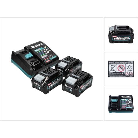 Makita Power Source Set 40V max. : 3x BL4040 Batteries 4,0 Ah XGT (3x 191B26-6) + DC40RA Chargeur rapide XGT LXT (191E07-8) (1/5)