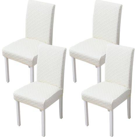 Lot de 4 housses de chaise extensibles lavables pour restaurant et réception, protection pour sièges de cuisine (1/5)
