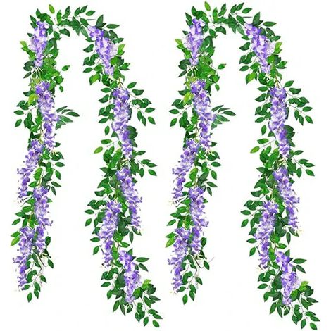 Guirlande de Glycine Artificielle 2 Pièces, Vigne Fausse pour Cérémonie, Déco Maison, Jardin et Mariage (1/5)