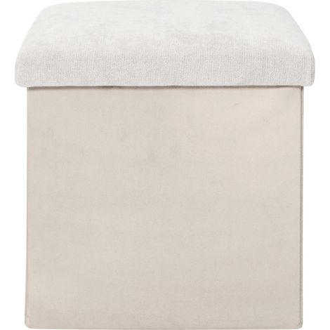 Coffre pouf pliable beige 38x38x38 cm (1/4)