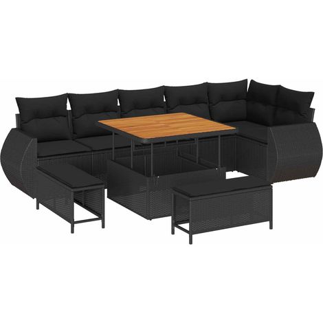 Maison Exclusive - Gartensofa-set mit Kissen mit Kissen 9 pcs Sch