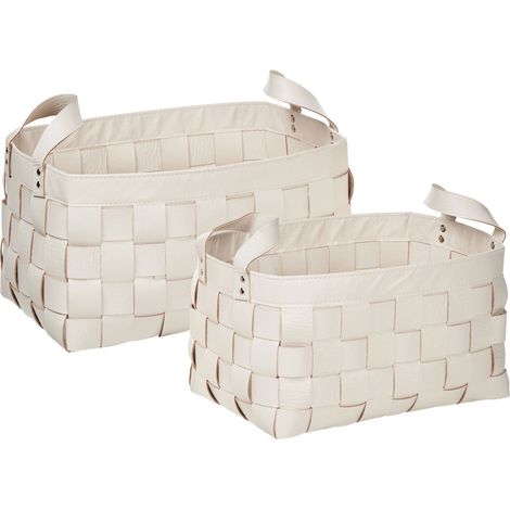 Aufbewahrungskorb 2er Set SIPPAR Kunstleder Beige