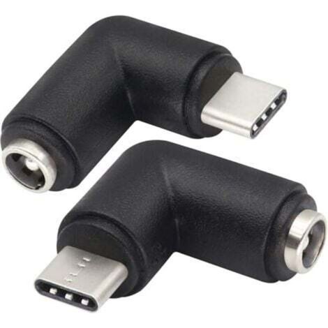 (2er-Pack/Typ C) 90-Grad-USB-C-Stecker auf DC 5,5 x 2,1 mm Buchse, Hohlstecker-Netzteil, Typ-C-5V-USB-Anschluss für Typ-C-USB-Ladegeräte