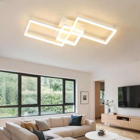 Antenlicht 48W Plafonnier LED Blanc 5600LM,3000-6500K,Moderne à 3-Rectangles Acrylique 80cm,Télécommande,Luminaire pour salon chambre [Classe E]