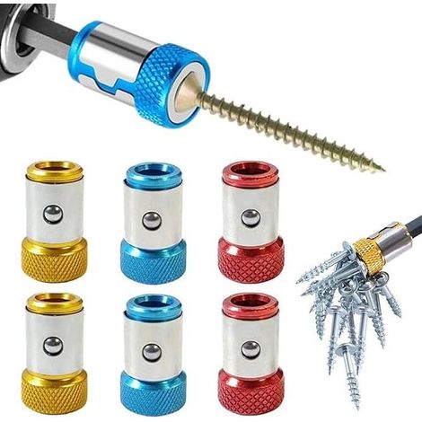 6-teiliges magnetisches Bithalter-Set, Magnetring, geeignet für Doppelkopf-Schraubendreherbits verschiedener Durchmesser, Phillips-Schraubendreher PH2 (3 Farben) (1/5)