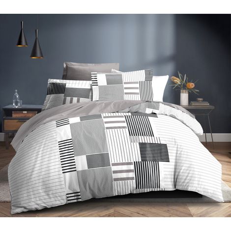 Parure de couette 3P "Louna" 240 x 220 cm Aby Gris Coton Pur