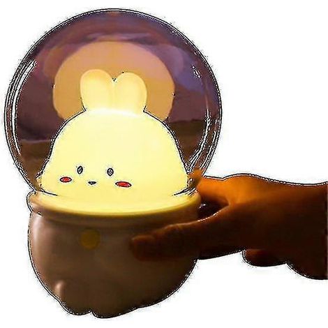 Veilleuse chat et lapin, mini lampe de chambre rechargeable par USB, 3 vitesses réglables, lapin (1/3)