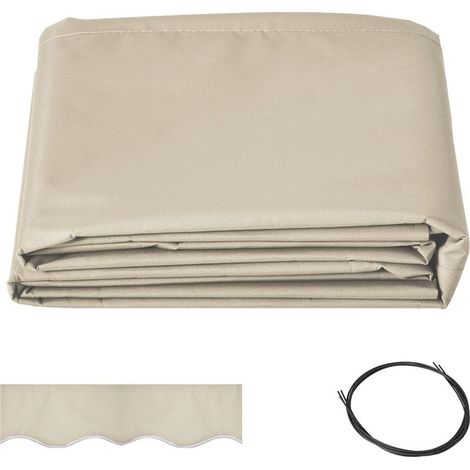 Tissu de Remplacement pour Lambrequin de Store 2,82x2,4 m – Polyester Haute Densité 280 g/m² Anti-UV – Crème (1/5)