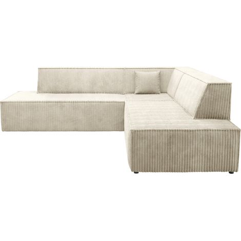 LARIA L - Canapé d'angle gros velours côtelé 4 places Beige Droit (1/5)