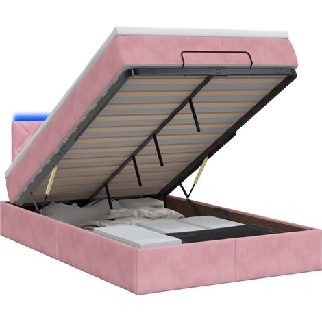 Maison Exclusive - Letto Ottomano con Materasso e LED Rosa 120 x 200 cm Velluto (1/5)