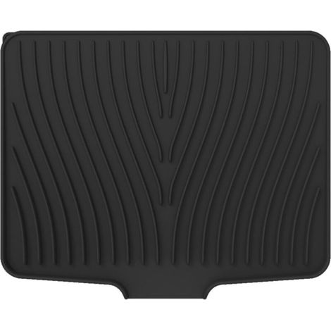 Tapis égouttoir en silicone pour vaisselle et couverts, noir