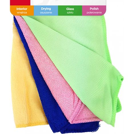 Lot de chiffons de voiture en microfibre, 4 types, 30x30 cm, amio-01983