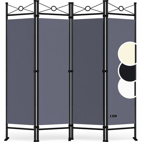 CASARIA® Paravent 180x163cm Flexibel Standfuß Blickdicht 30°C Waschbar Stabil Innen Wohnzimmer Trennwand Raumtrenner Stellwand  anthrazit