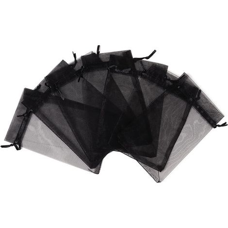 100 schwarze Gastgeschenke (9 x 12 cm) mit Kordelzug für Make-up, Süßigkeiten und Babypartys