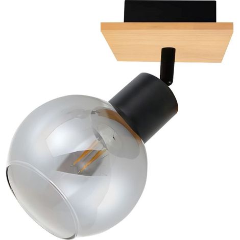 Italux Barel Projecteur simple noir, bois (1/4)